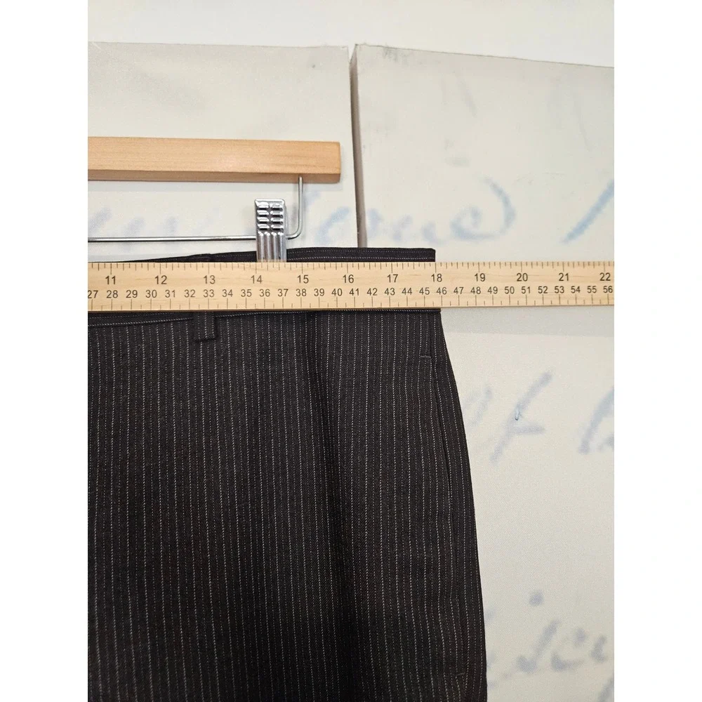 Banana Republic Dress Pants 35/30 Brown Pinstripe 100% Wool Dark Academia